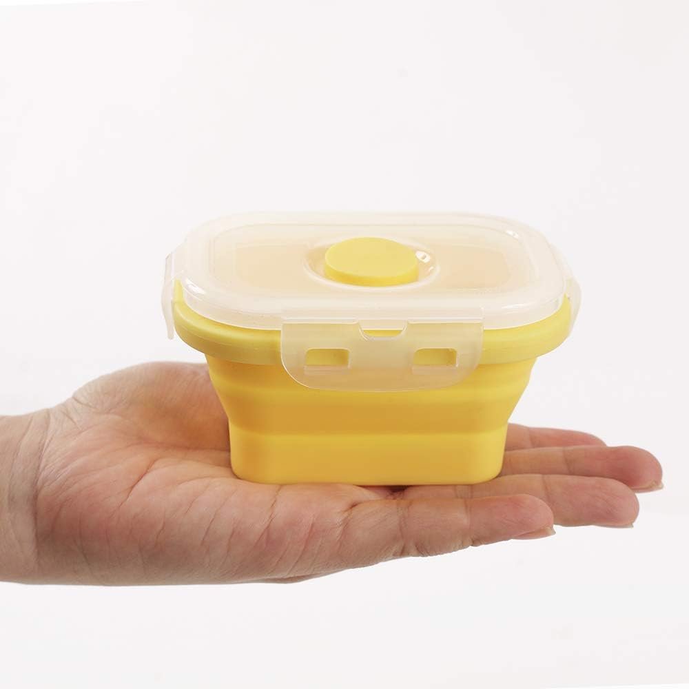 Cozihom Pack of 4, Collapsible Silicone Food Storage Container with Clip-on Lid, Stackable, Space Saving, Microwave/Fridge/Freezer/Dishwasher Safe, BPA Free, 5 Oz