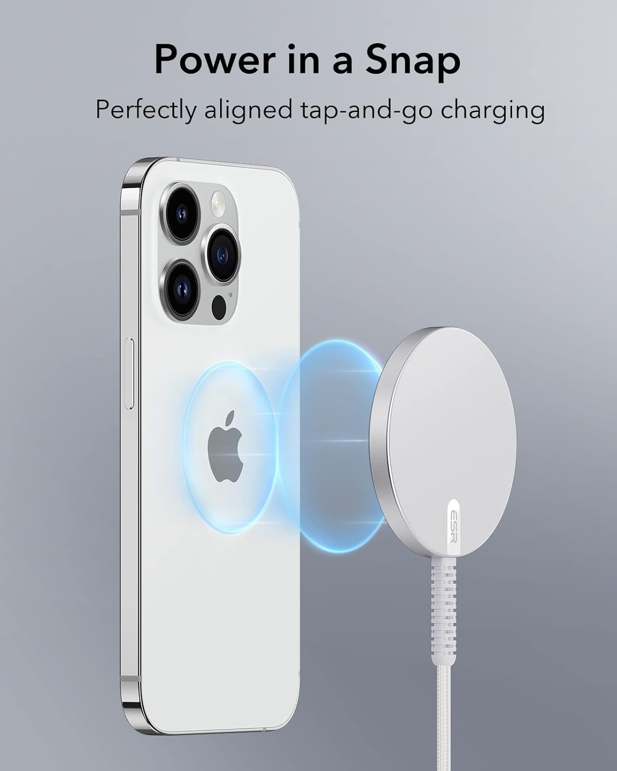 ESR for MagSafe Charger Wireless Charger for iPhone 16/15/14/13/12 Series Apple Magnetic Charging Pad for AirPods 4/3/Pro/Pro 2 Galaxy S25 Series with Dual USB A/C Ports, Silver