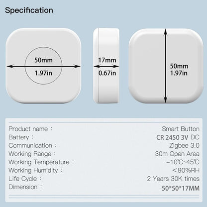 Ysyaxsyt Tuya Zigbee Wireless Mini Switch One Key Push Button Control Home Automation 1 PCS