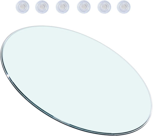 Tempered Glass Round Table Top Smooth Surface with Anti Skid Pad Kitchen Dining Table Protector Negotiation Table Cover Small Lazy Susan Clear Color