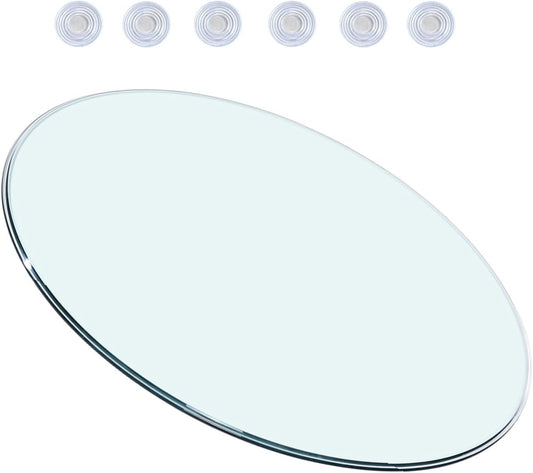 Tempered Glass Round Table Top Smooth Surface with Anti Skid Pad Kitchen Dining Table Protector Negotiation Table Cover Small Lazy Susan Clear Color