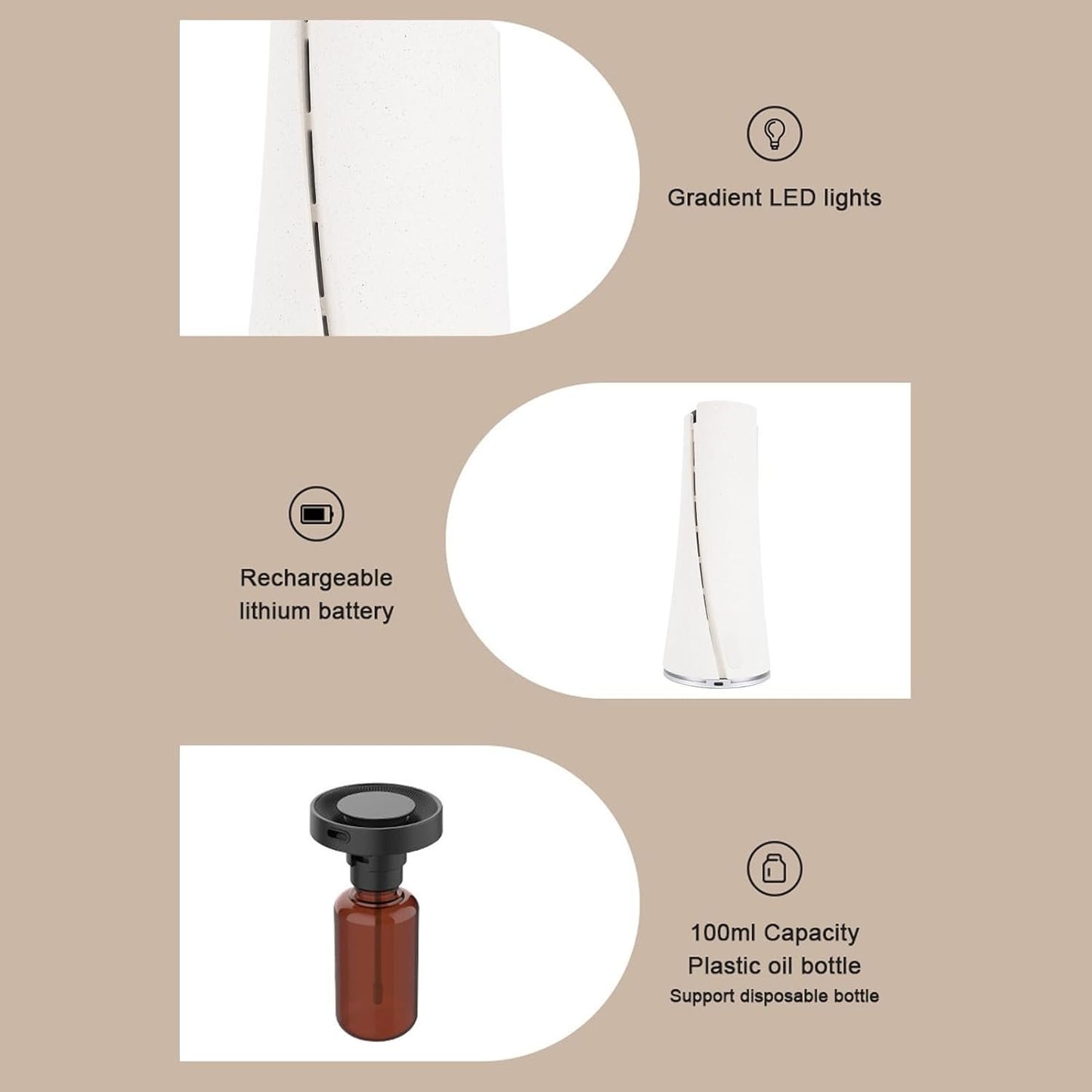 100ml Essential Oil Diffuser for Home, 200-300 m ³ Premium Cool Mist Air Desk Humidifier for Bedroom Large Room Office, with Timer APP Control