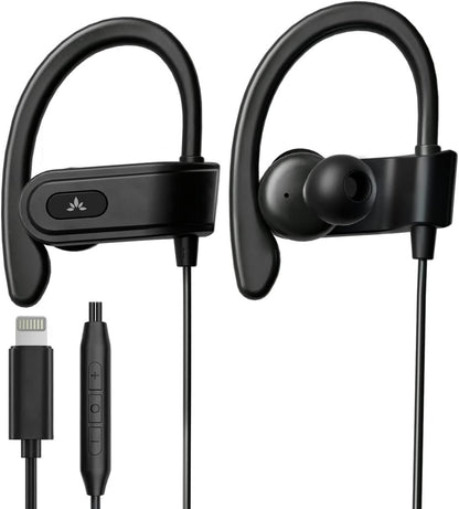 Avantree L171 - Over Ear Lightning Headphones Wired for iPhone, MFi Certified Earbuds, in Line Mic for Clear Calls, Good Sound & Comfortable, Ideal for Sports, Compatible with iPhone 14 13 12 11