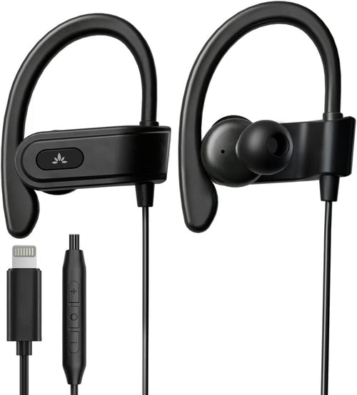 Avantree L171 - Over Ear Lightning Headphones Wired for iPhone, MFi Certified Earbuds, in Line Mic for Clear Calls, Good Sound & Comfortable, Ideal for Sports, Compatible with iPhone 14 13 12 11