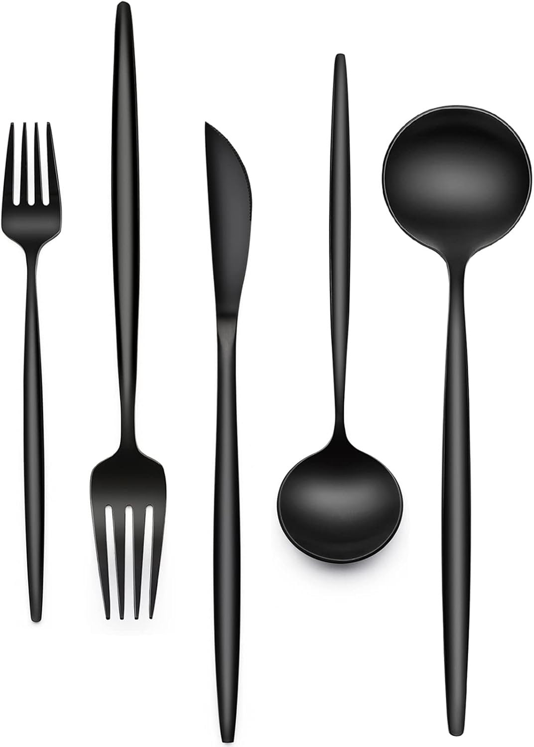 30-Piece Black Silverware Set, Flatware Set for 6, Food-Grade Stainless Steel Tableware Cutlery Set, Utensil Sets for Home Office Restaurant Hotel, Dishwasher Safe