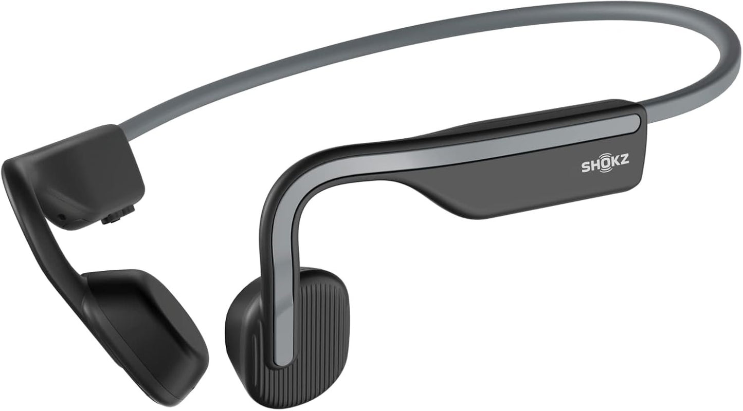 Shokz (AfterShokz) OpenMove - Open-Ear Bluetooth Sport Headphones - Bone Conduction Wireless Earphones - Sweatproof for Running and Workouts, with Sticker Pack (Grey)