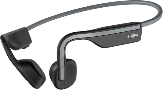 Shokz (AfterShokz) OpenMove - Open-Ear Bluetooth Sport Headphones - Bone Conduction Wireless Earphones - Sweatproof for Running and Workouts, with Sticker Pack (Grey)