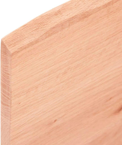 vidaXL Solid Oak Wood Table Top | Handcrafted with Live Edge | Versatile & Treated Surface | Light Brown | 80x50x2 cm