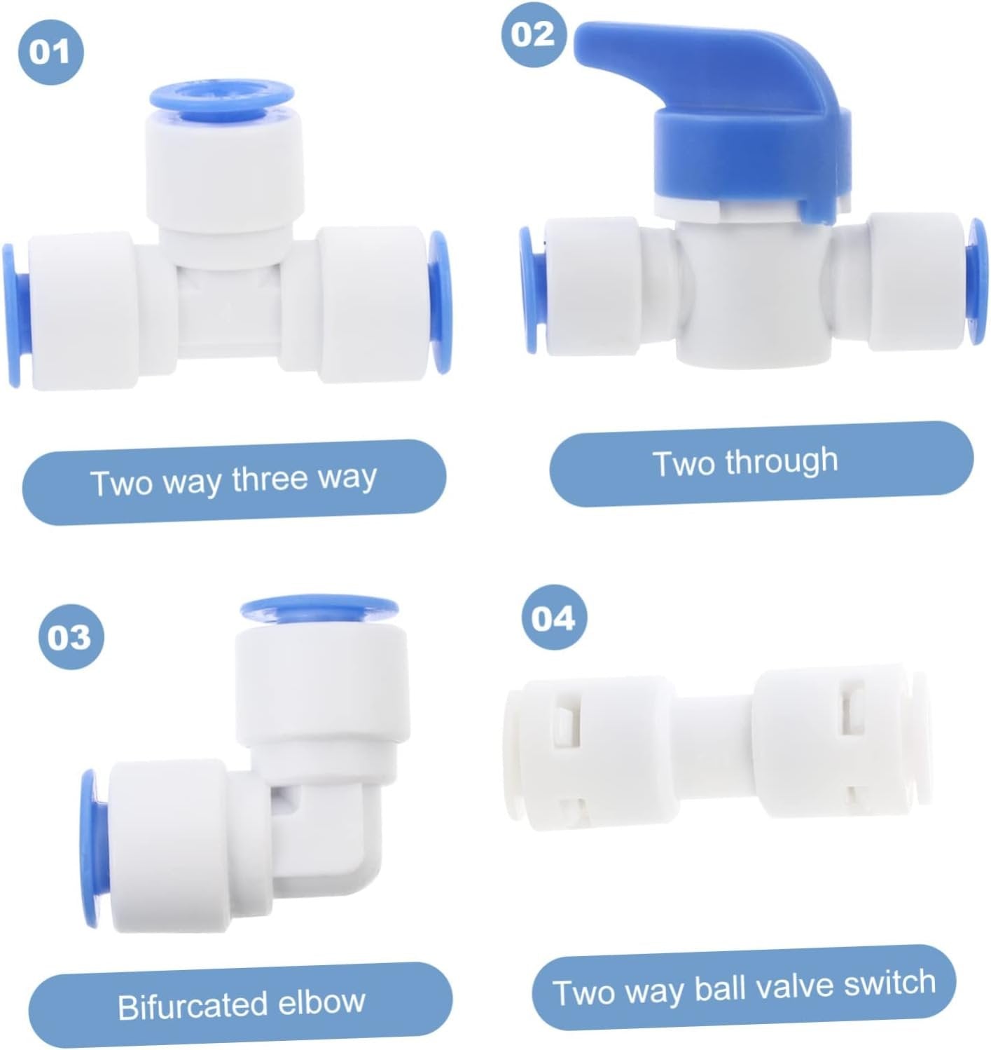 VILLCASE 2 Sets 12pcs Water Filter Tool Water Purifier Fittings Blue Universal Tube Connectors for Home Restaurant Use