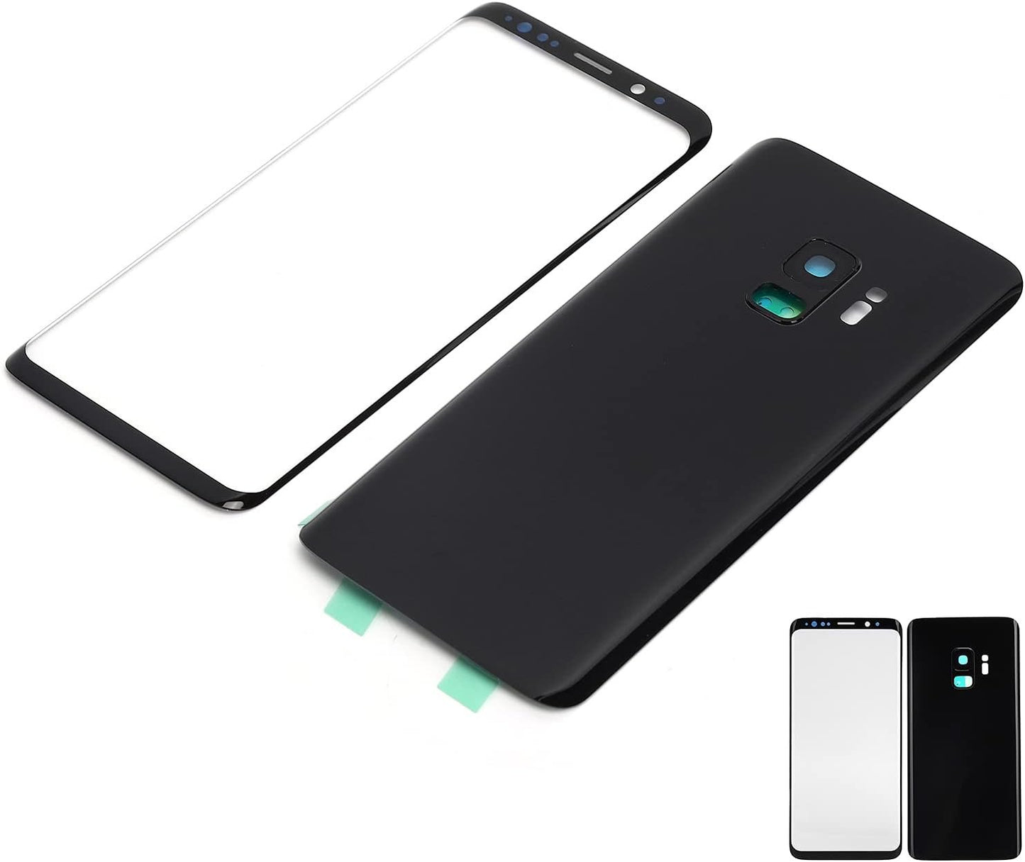 Rear Front Glass Replacement for Samsung S9 G960 Replacement Phone Rear Back Glass Cover Front Screen Glass Lens for Samsung S9 G960 Mobile Phone. G960 Phone Rear Ba (Black)