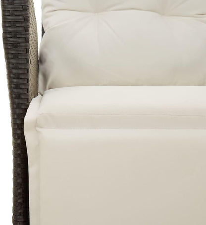 vidaxl 7 pc Garden Dining Set - Black Poly Rattan - Adjustable recliners & Cushions - Tempered Glass Table for Patio/Deck