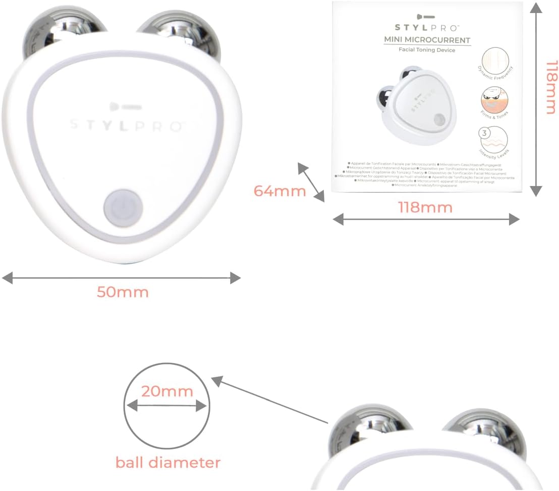 STYLPRO Mini Microcurrent Facial Toning Device – Firming & Lifting, Non-Invasive, Long Lasting, Time Saving, Home Facial, Microcurrent Technology, 3 Intensity Settings, Rechargeable, Portable