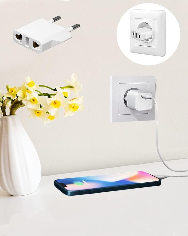 European Plug Adapter, 6 Pack US/CA to EU Travel Adapter Universal Power Jack Wall Europe Outlet Plug Travel from USA/Canada to Europe/Asia Socket