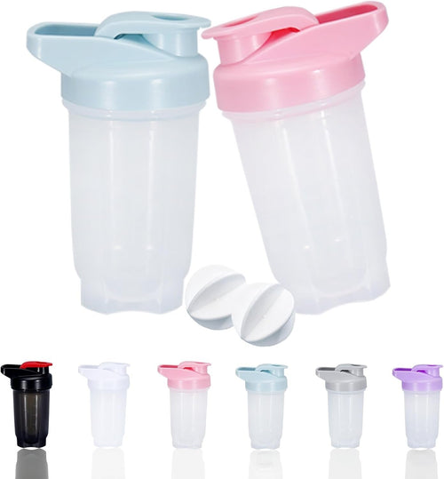 GAISHION Shaker Bottle Protein Shakes Cup and 10-Ounce/300ML Shaker Bottle with Whisk Balls, Protein Shaker Bottle Set,Non-BPA plastic (Blue+Pink(2PCS))