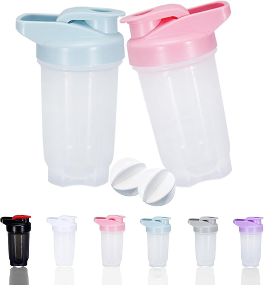 GAISHION Shaker Bottle Protein Shakes Cup and 10-Ounce/300ML Shaker Bottle with Whisk Balls, Protein Shaker Bottle Set,Non-BPA plastic (Blue+Pink(2PCS))