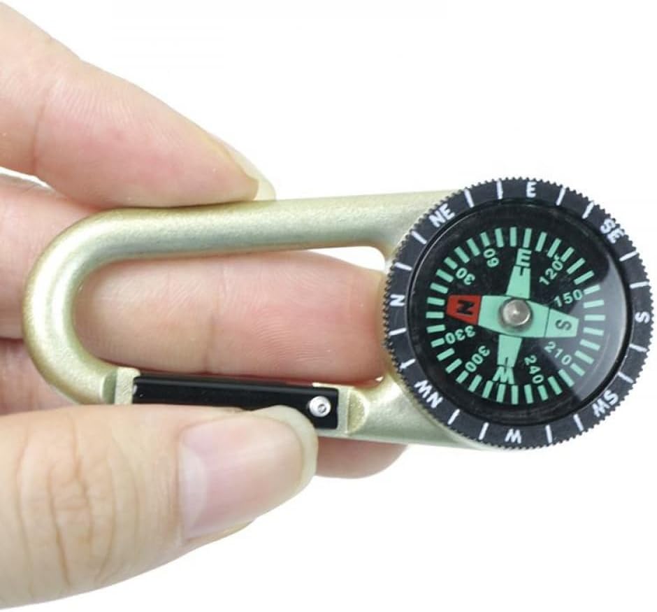 Carabiner Compass Outdoor Adventure Tools, Small Pocket-Sized Waterproof Gear, Mini Clip for Camping, Survival Tool, Emergency Kit, Hiking, Backpacking