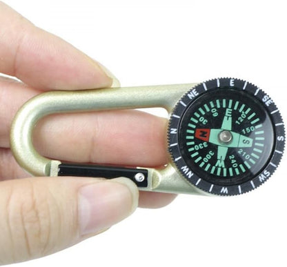 Carabiner Compass Outdoor Adventure Tools, Small Pocket-Sized Waterproof Gear, Mini Clip for Camping, Survival Tool, Emergency Kit, Hiking, Backpacking