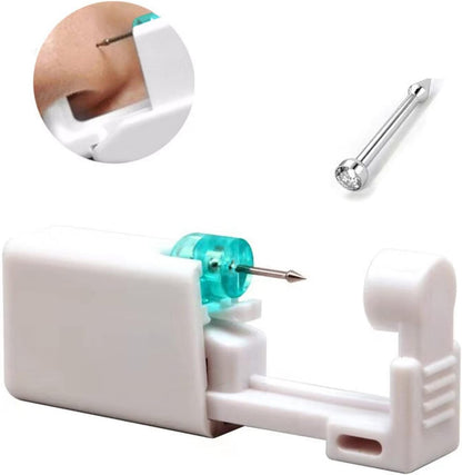Layhou Gun Earrings, Disposable Sterile Nose Piercing Kit Tool Safety Portable Self Nose Piercing Kit with Nose Stud