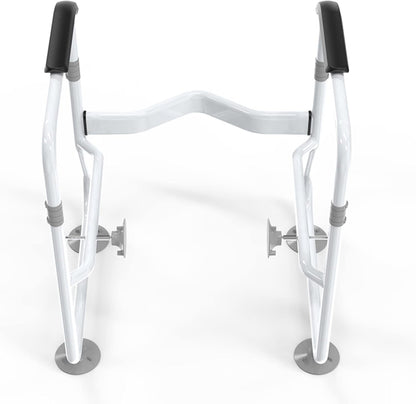 Toilet Safety Frame & Rails, Stability Bathroom Handrails Assist Grab Bar Handles & Railings for Elderly, Senior, Handicap & Disabled, Height & Width Adjustable, 300lbs Weight Capacity