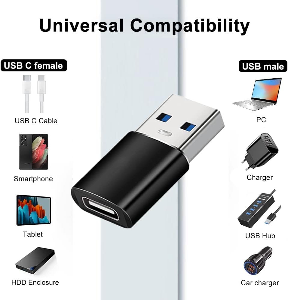 USB C Adapters 4 Pack, USB C to USB 3.0 OTG Adapter, Micro USB to USB C Adapter Compatible with MacBook Pro, Samsung Galaxy, Smartphones, Laptops, PC, in Car and More
