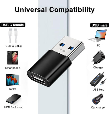 USB C Adapters 4 Pack, USB C to USB 3.0 OTG Adapter, Micro USB to USB C Adapter Compatible with MacBook Pro, Samsung Galaxy, Smartphones, Laptops, PC, in Car and More