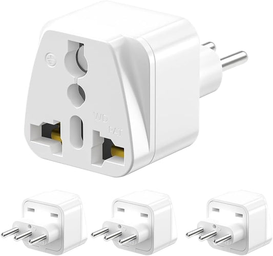 JOAASU Universal Travel to Italy Adapter, 4pcs World to Italy Socket Adapter, UK US China to Italian 10A Plug Converter for UK USA AUS to Italian Plug (White)