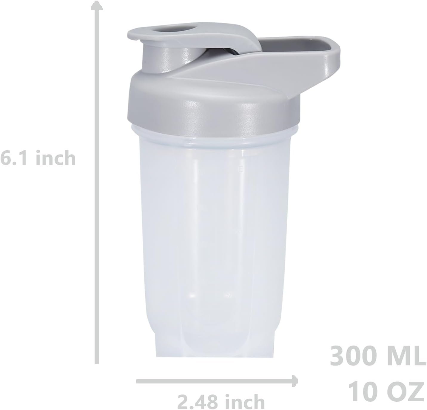 GAISHION Shaker Bottle Protein Shakes Cup and 10-Ounce/300ML Shaker-Bottle with Whisk Balls, Protein Shaker- Bottles Set, Non-BPA plastic(Grey+White(2PCS))