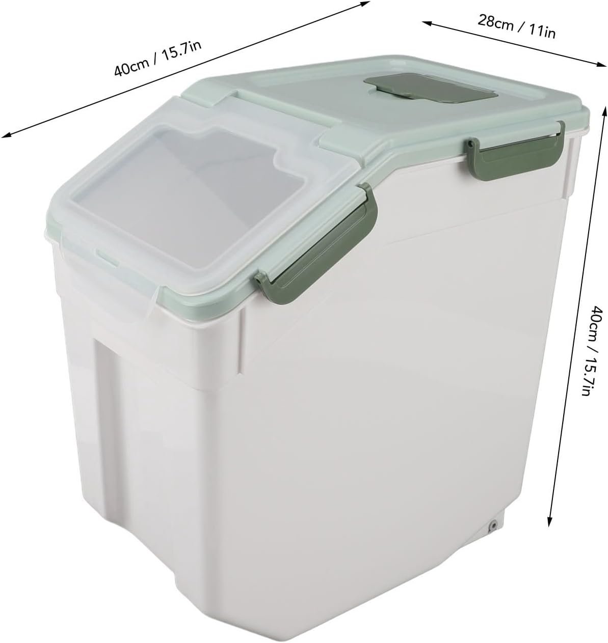Airtight Rice Container Large Thickened PP Material Exquisite Design, Mint Green Rice Storage Container with Easy Open and Close Lid (25kg / 55.1lb)