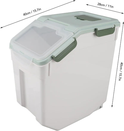 Airtight Rice Container Large Thickened PP Material Exquisite Design, Mint Green Rice Storage Container with Easy Open and Close Lid (25kg / 55.1lb)
