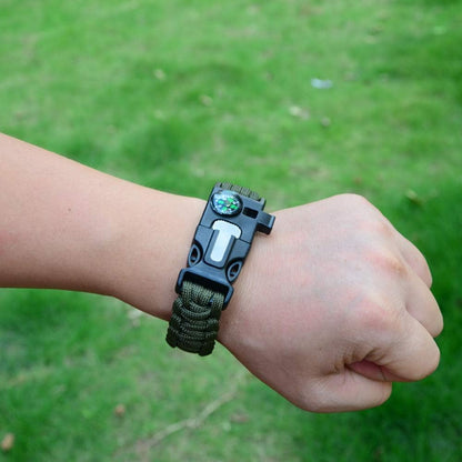 5 in 1 Survival Bracelet, New 7 Core Paracord Emergency Sports Wristband Gear Kit Waterproof Compass, Rescue Whistle, Fire Starter Multi-Tool Wilderness Adventure Accessories