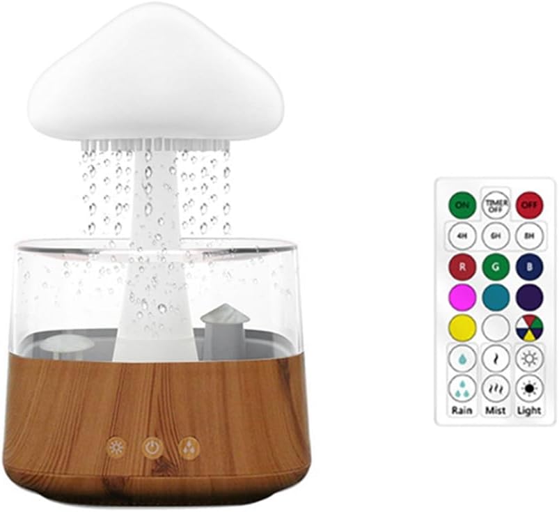Roarrter Mushroom Air Humidifier Rain Cloud Night Light Smell Distributor Relax Aromatherapy Lamp Sounds Diffuser Remote Control