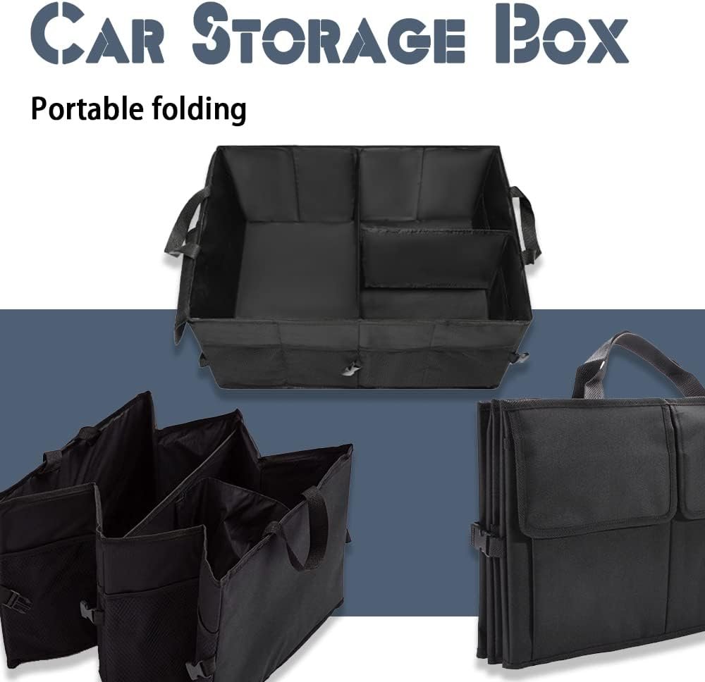 Mearo Trunk Organizer, Foldable & Waterproof Multi Compartment Car Storage, Black