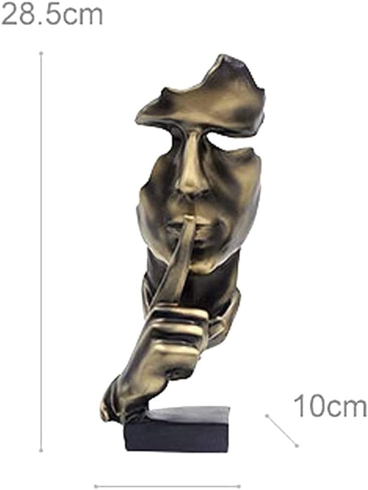 Modern Sculpture Design - Silence Is Golden - Handmade Men Statues Resin Sculpture Abstract Living Room Office Decorations Creative Home Gift Figurines (11 x 4 x 4 Inches)
