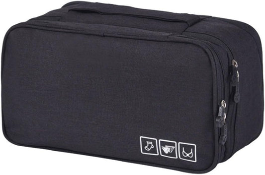 Travel Underwear Organizer, Travel Bra Organizer Bag, Used for Underwear Compartment Box, Bras, Socks, Handkerchiefs and Ties (Black)