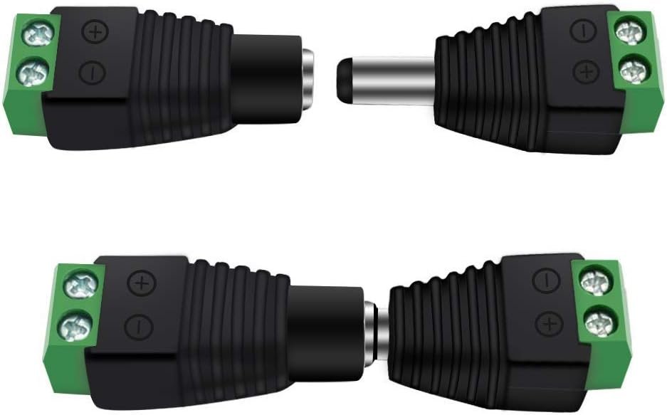 inShareplus 10 Pack 5.5 X 2.1mm Barrel Power 12V Male and Female DC Power Jack Cable Connector Adapter Plug for CCTV Security Camera LED Strip