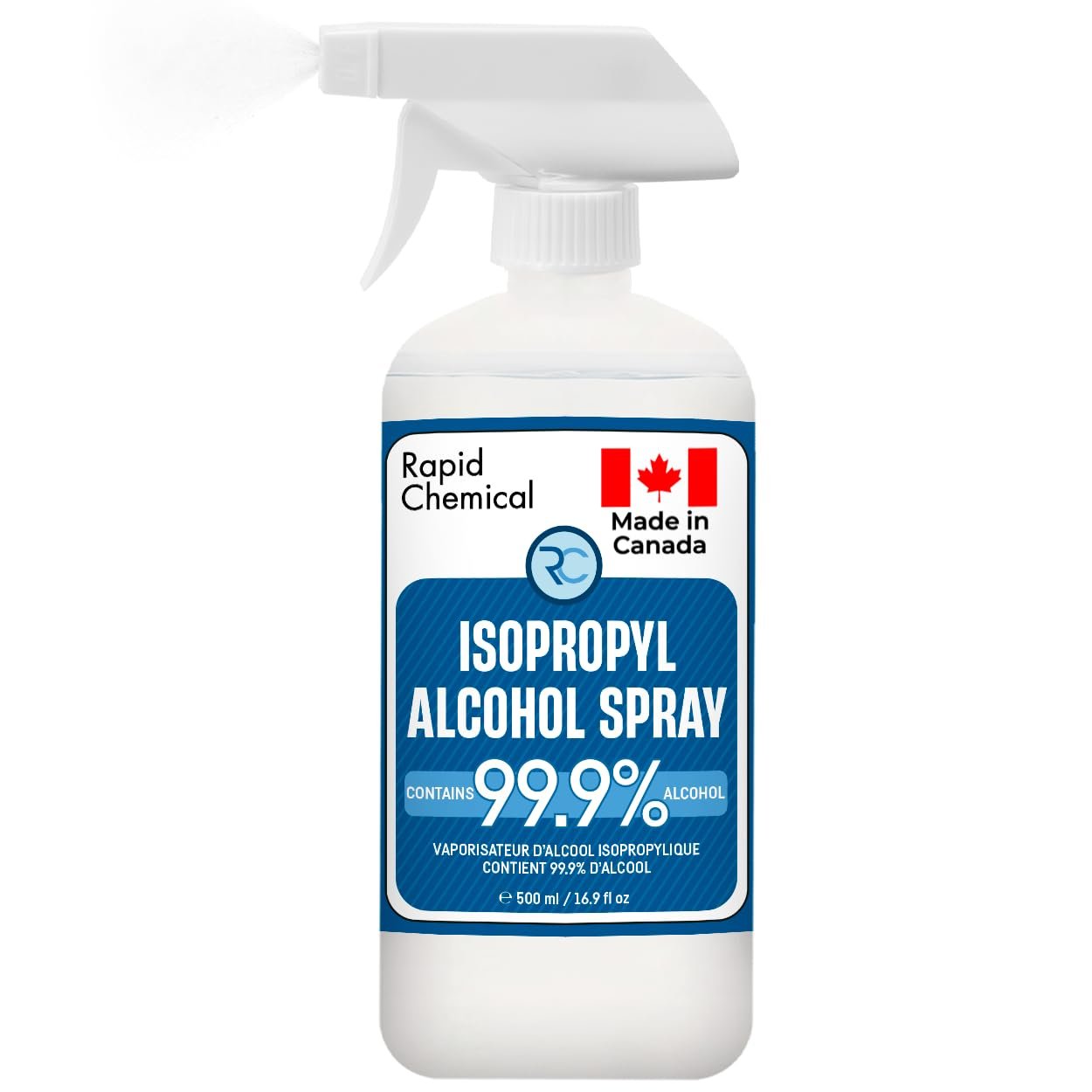 Isopropyl Alcohol Spray 99.9% - Rubbing Alcohol 99 Percent - 500ml - USP Grade - Made in Canada by Rapid Protectant (1 Bottle, 500ml)