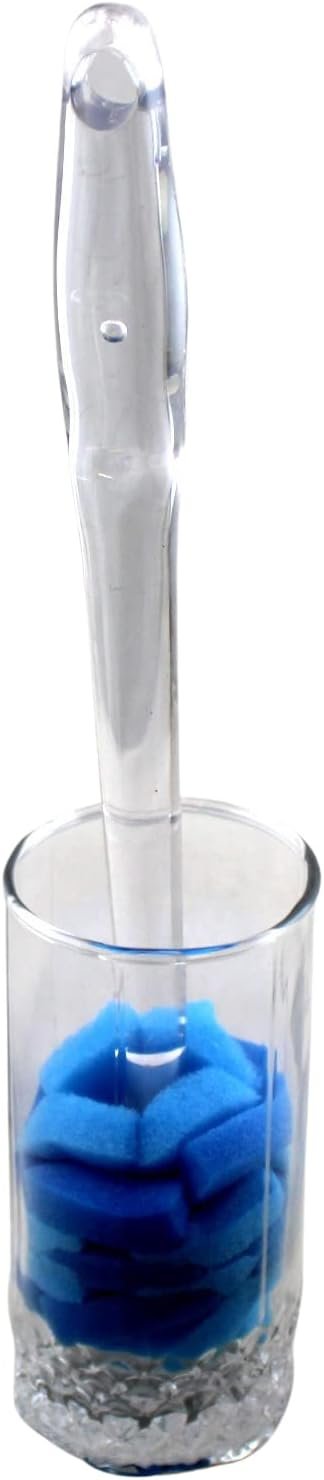 Soft Touch Kitchen Glassware Multi-Purpose Sponge Puff Dish Brush 11.5" with Clear and Comfortable Ergonomic Handle (1)