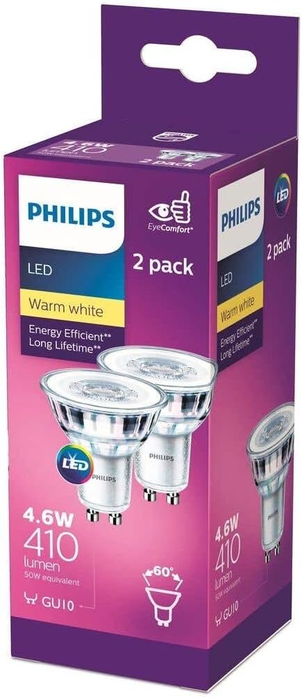 Philips 4.6W (50W) 410 Lumens GU10 Classic LED Downlight 2-Pieces