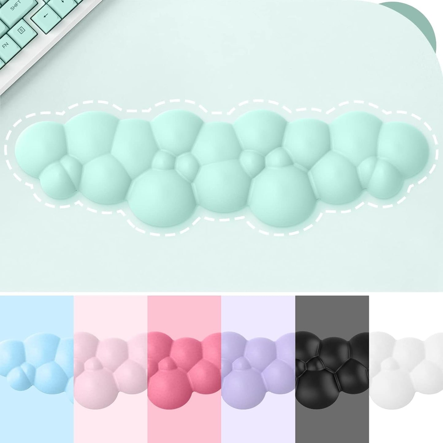 MANBASNAKE Keyboard Wrist Rest,Memory Foam Wrist Pad Smooth Fiber Hand Rest for TKL Keyboard,Ergonomic Nonslip Comfortable Cushion Set,Typing Pain Relief,Support for Office,PC Gaming,Laptop,Mac(Mint Green)