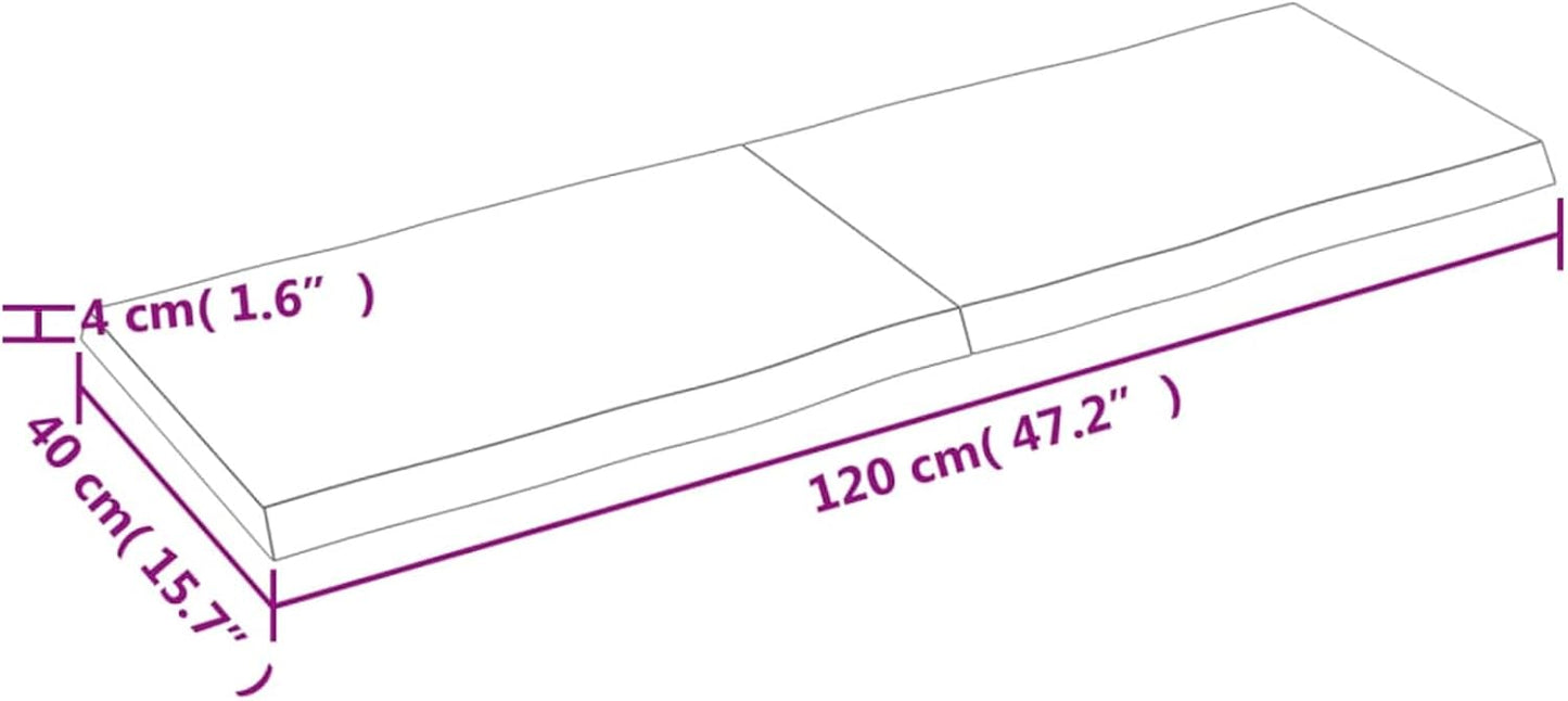 Solid Wood Tabletop 120 x 40 cm, Unfinished Live Edge, Versatile Kitchen Center Table, Dining Table Replacement, Desk Surface, Perfect for Home and Office Use
