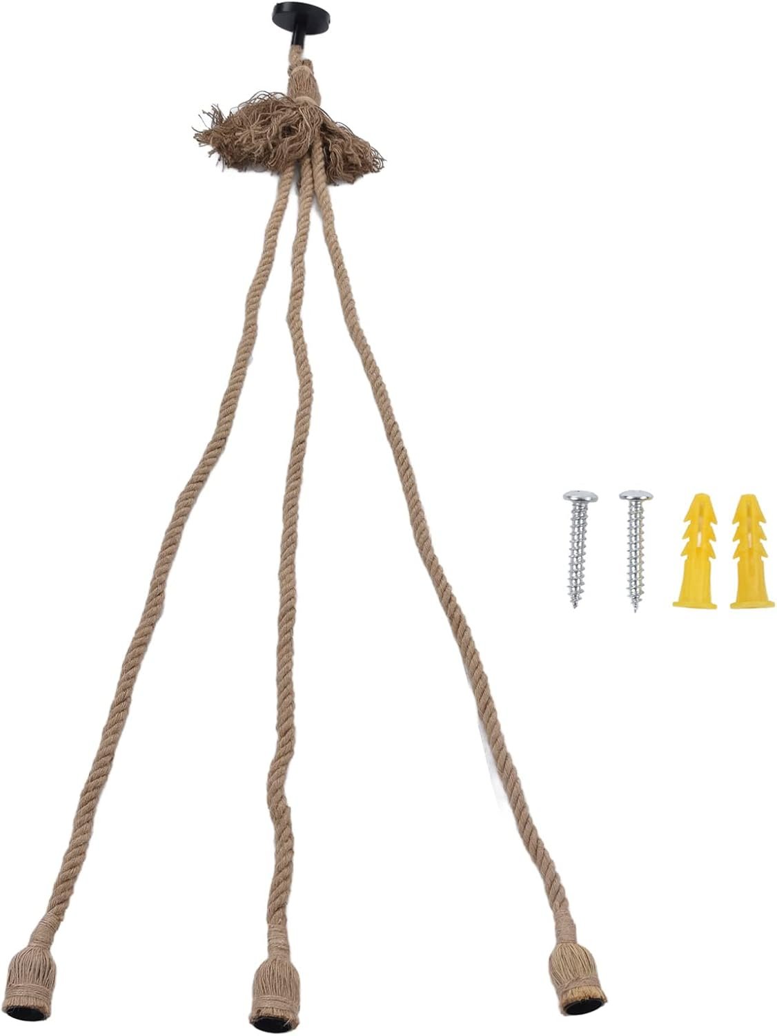 Vintage Hemp Rope Pendant Light Fixture Retro Hemp Rope Hanging Light Vintage Ceiling Light Lamp Retro Style for Dining Hall Restaurant Bar Lighting