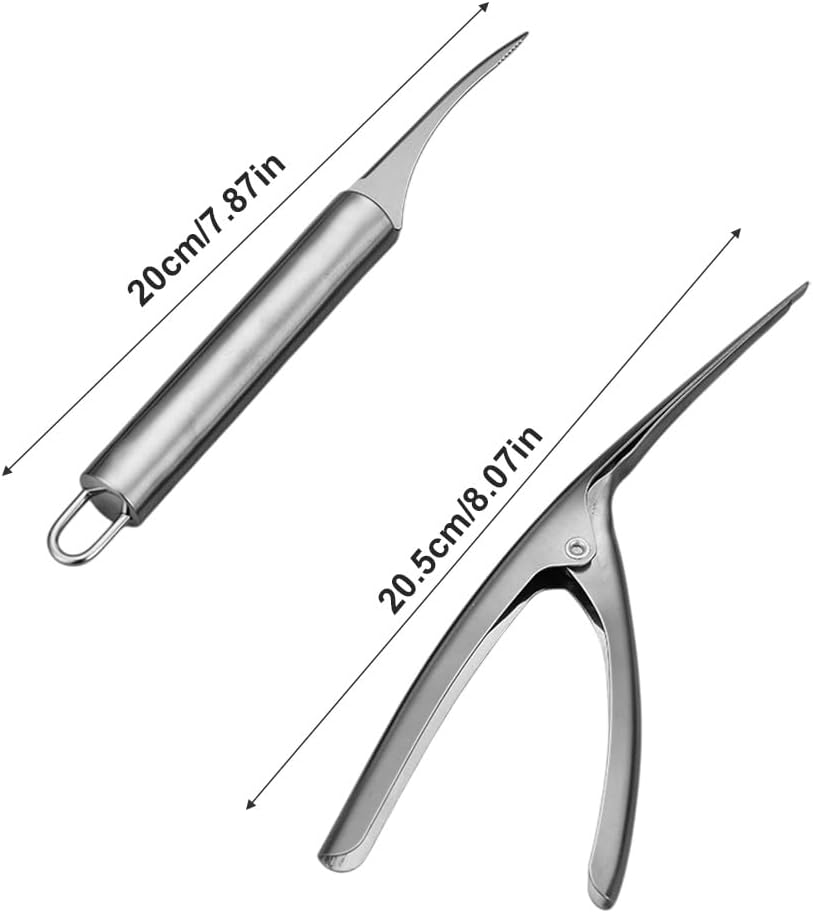 2 Pcs Shrimp Deveiner Tool and Peeler, Stainless Steel Prawn Peeler, Portable Shrimp Peeler Set, Kitchen Gadgets(Color:Silver)