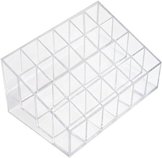 Onwon Transparent Cosmetic Makeup Organizer Clear 24 Lattices Lipsticks Cosmetic Lotion Makeup Organizer Storage Display Holder Stand