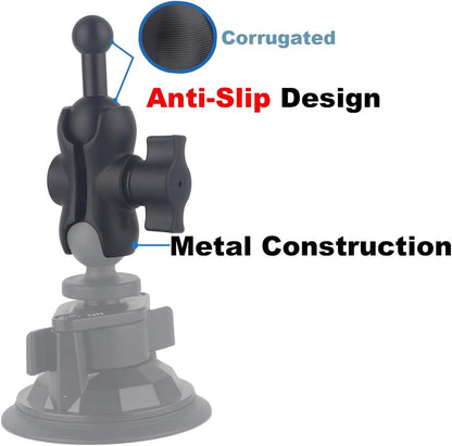 1 inch to 17mm Ball Adapter for RAM Mounts B Size Double Socket Arm, Compatible with Garmin GPS, 25mm Female Socket to 17mm Male (2.4" Short Arm)