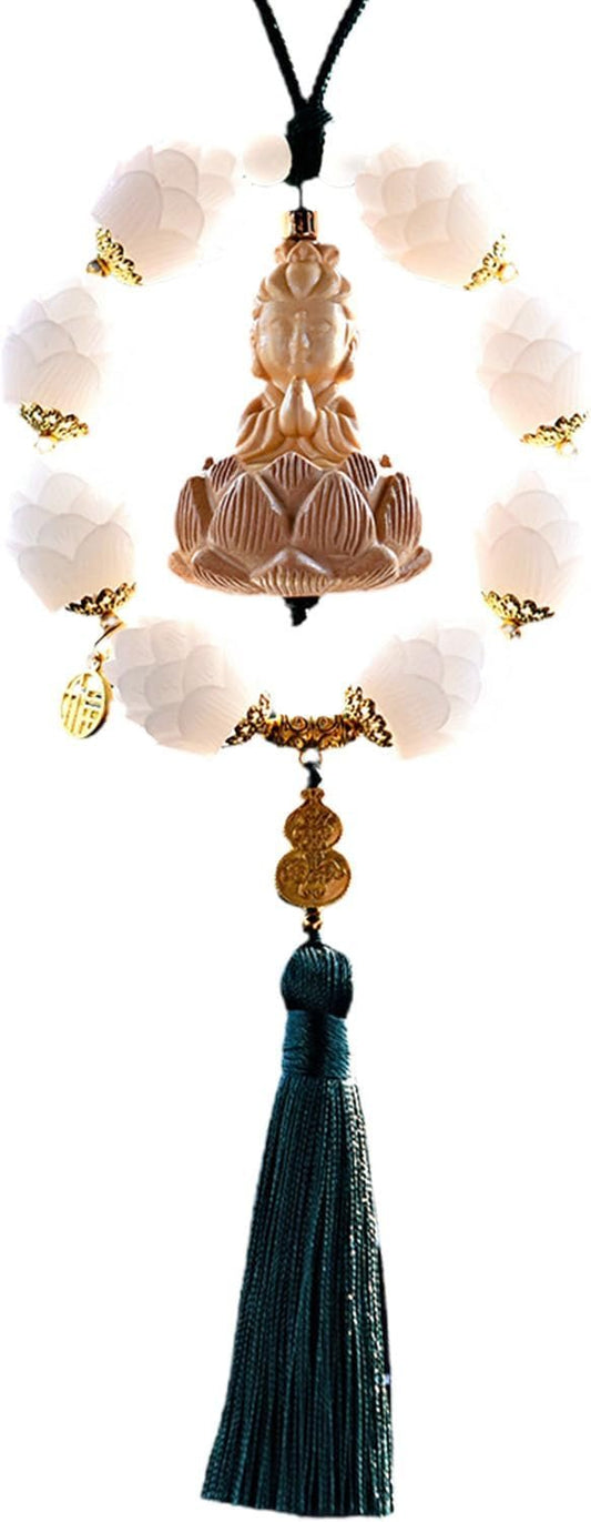 Car Mirror Dangling Accessories,Decorative Buddha Car Ornament | Aesthetic Buddha Statue Ornament, Wood Beaded Pendant for Interior Decor