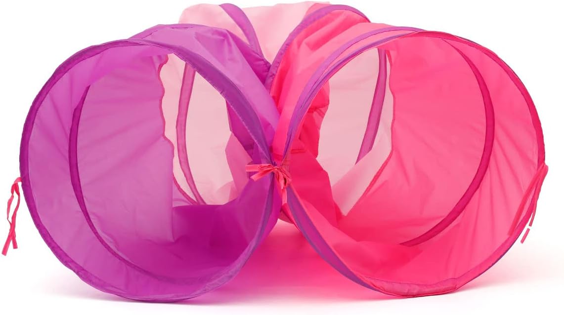 6Ft Crawl Through Play Tunnel Toy, Pop Up Tunnel for Kids Toddlers Babies Infants Children & Dogs, Indoor Outdoor Tube (Pink Purple)