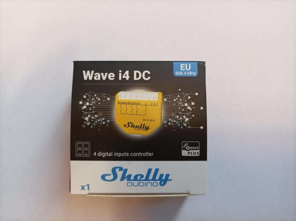 Shelly Qubino Wave i4 DC | Z-Wave 800 Series 4 Digital Input Control for Advanced Control of Low Power Actions | Home Automation | Extended Network Repeater
