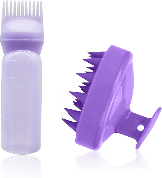 YeaHapiday Hair Oil Applicator and Scalp Massager for a Unique Experience of Hair Oiling and Hair Care, Scalp Brush (Purple)