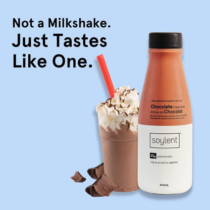 Soylent Plant Based Meal Replacement Shake, Chocolate – Contains 20g Complete Vegan Protein, Ready-to-Drink – 414 ml, 12 Pack