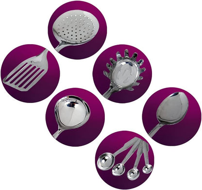 Kosma 9 Piece Stainless Steel Kitchen Utensil Set, 5 Kitchen Gadgets and 4 Measuring Spoons | Kitchen Utensil Set